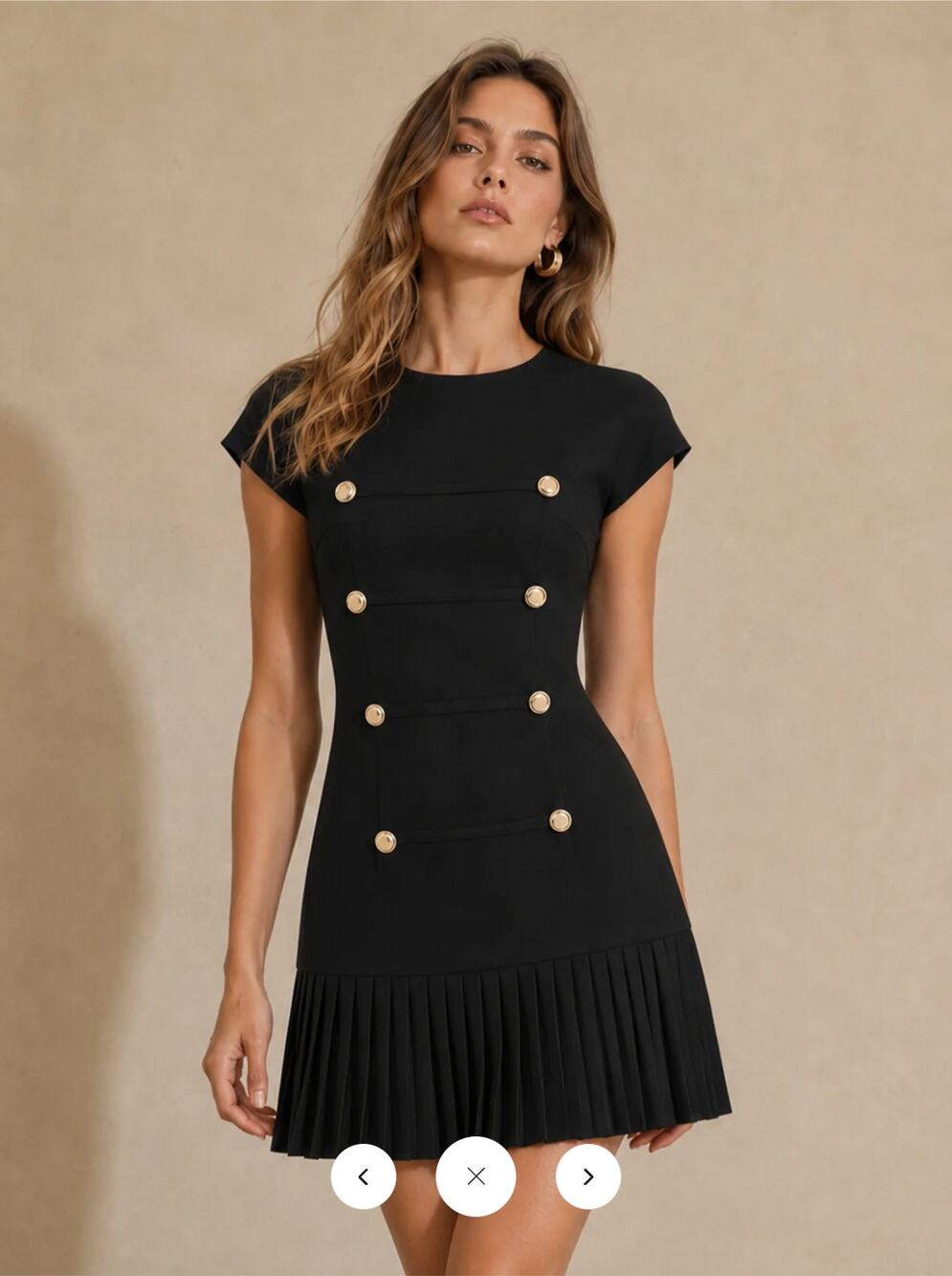 NWT Commense Napoleon Cap Sleeve Pleated Mini Dress Sz M